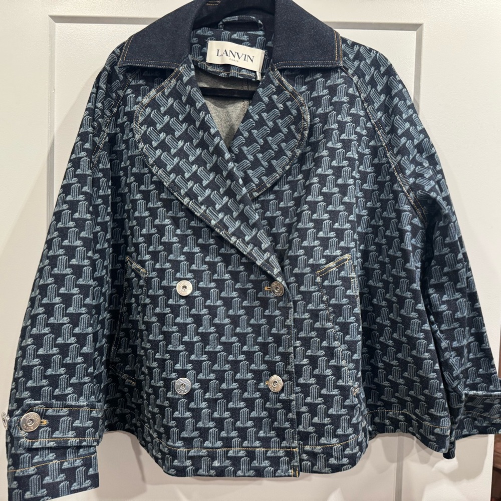 Lanvin Monogram-Pattern Swing Denim Jacket - image 6